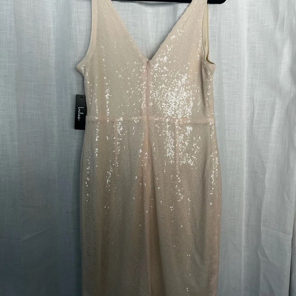 Lulus Light Blush Sequin Bodycon Mini Dress - Picture 4 of 4